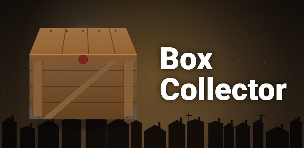 Box Collector: a wooden crate over a dark town skyline